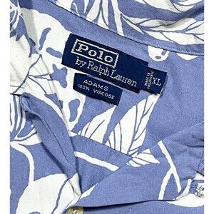 Vtg Polo Ralph Lauren “Adams” Hawaiian Floral Short Sleeve Camp Shirt XL Viscose